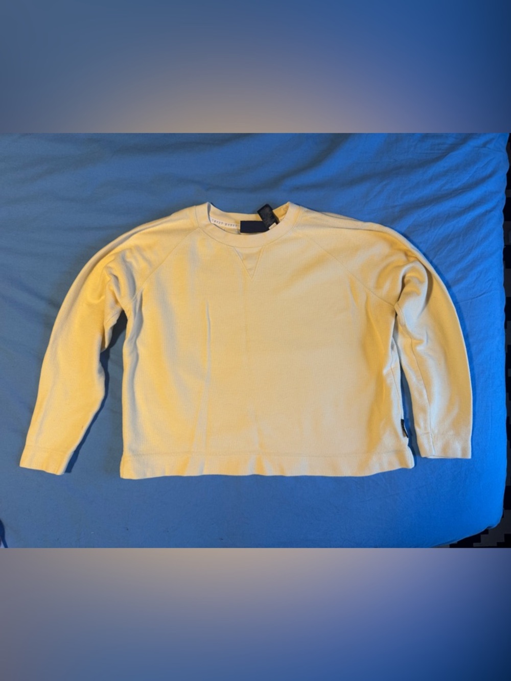 VTG Y2K Crazy Horse by Liz Claiborne Butter Yellow 100% Cotton Waffle Pullover M